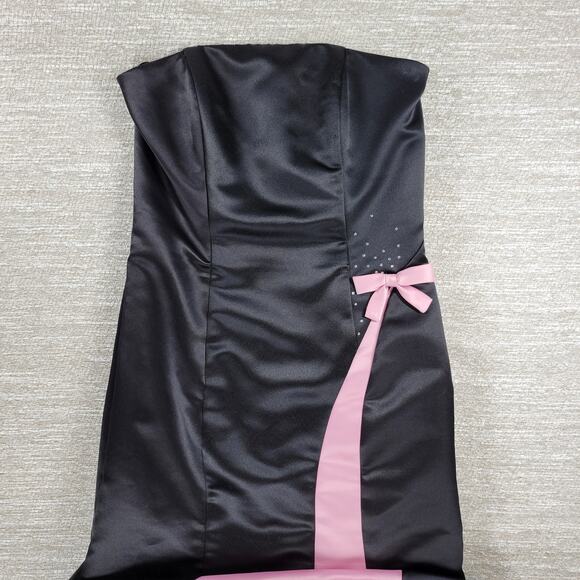 VTG Gunne Sax Jessica McClintock Gown 5/6 Black‎ Pink Satin Fairy Formal Dress - Picture 6 of 16